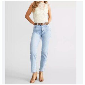 Hidden Tracey High Rise Jeans Womens 26 Blue Light Wash Straight Raw Hem Denim